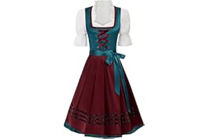 JASAMBAC Robe Dirndl 3 pièces pour Femme Oktoberfest Dirndl Robe Traditionnelle Dirndl Carnaval Fête de la bière Costume de fête