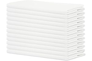 Sweet Needle - Paquete de 12 - Servilletas de Gran tamaño 100% algodón 45 CM x 45 CM (18" x 18"), Blanco - Tela Gruesa para Uso Diario con Esquinas Redondeadas