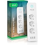 NOUS Ciabatta Smart Alexa con 3 usb, misuratore di consumo elettrico, protezione sovratensione, 15A interruttori indipendenti