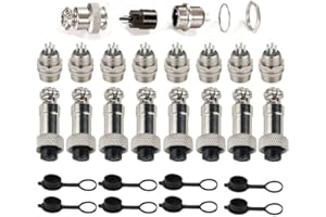 RUNCCI-YUN 8Pcs Premium GX16–4 Pin Aviation Stecker Adapter, 5A 16MM Gewinde Männlich Weiblich Metall Luftfahrt-Stecker Drahtverbinder Kit, mit Gummi Schutzkappe