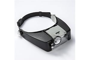 Meichoon Opaska na głowę okulary powiększające, 1,5 x 3 x 6,5 x 8 x okulary lupa z 2 lampami LED lampa na głowę do naprawy czytania produkcji biżuterii