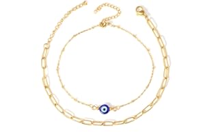 MANVEN Bracelet de cheville Oeil du mal Anklets réglable imperméable de Bohème pour femme et fille