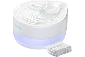 Ellenpent Fontanella per Gatti Silenziosa 2,5L, Facile da Pulire, Fontana per Gatto con LED e 3 Filtri a Carbone Attivo, Adatto a Più Animali Domestici, Design a Forma di Goccia Elegante, Bianca