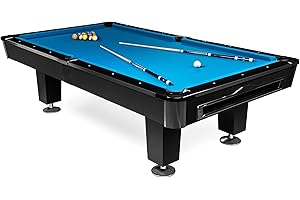 BuckShot Billardtisch 9ft Lemans 4 Leg (Blau/Schwarz) Pool mit Schieferplatte inklusive Zubehör - (274x152 cm)