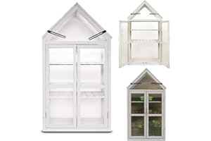 AMOS Outdoor Wooden Greenhouse Grow House Cold Frame with 2 Removable Shelves, 2 Doors, and Flip-Top Roof, Ideal for Garden Planter, Flowers, and Vegetable Planting