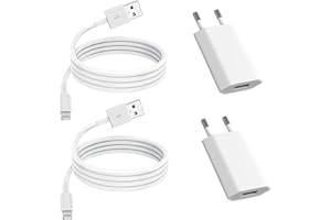 CASE LOGIC Chargeur Rapide iPhone [Certification Apple MFi] 2-Pack 5W USB Prise Adaptateur Secteur avec Câble Lightning (1m), USB-A Chargeur Universel PD (5W 5V 2A) Compatible iPhone 14/13/12/11/SE/X/8/7/6, iPad