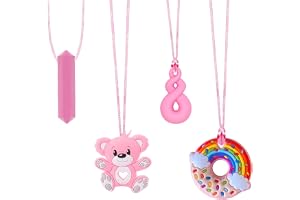 4 st tugghalsband för barn, sensory tugga autism bita halsband, 4 silikonleksaker för autistiska barn