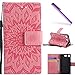 Produktbild COTDINFOR Sony Xperia XZ1 Compact Hülle Sony Xperia XZ1 Compact Tasche Leder Cover Protective Standing Hülle Sunflower Geprägte Mobile Hülle schützen Haut Leder Hülle für Sony Xperia XZ1 Compact Tasche Hülle für Sony Xperia XZ1 Compact Flip Schutzhülle Zubehör Lederhülle mit Cover PU Leder Handytasche im Bookstyle Stand Funktion Kartenfächer Magnet Etui Schale Anti-Vibration kratzfest For Sony Xperia XZ1 Compact Pink Sunflower KT