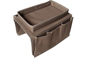 XINCHIA Sofa Armrest Organizer for Couch Armchair Recliner Anti-slip Hanging Storage Bag Armchair TV Remote Control Holder Cup Holder Tray Tidy Storage Pouch with 5 Pockets for cellphone Book Magazine Glasses