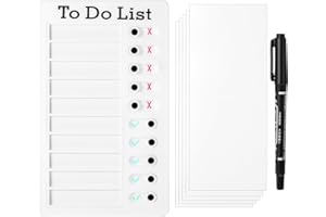 Hpmjz Lista kontrolna, lista zadań, lista rzeczy do zrobienia, 20 x 12 cm, tablica z 5 wymiennymi arkuszami, harmonogram, planowanie nauki, przypomnienia dla dzieci i dorosłych, zarządzanie czasem