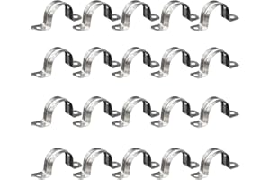 SHULLIN 20 Stück 304 Edelstahl U-Rohrschelle Zweiloch-Rohrschellen Verbindungsring 16mm Edelstahl Befestigungsschelle Schlauchschelle Karte Reitkarte Sattel Sattelgurt Rohrschelle für kabelrohr (M16)