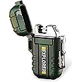 Mabron (Amazing 15 Years Warranty) Waterproof Explorer Lighter Windproof Flameless Double ARC Rechargeable Lighter in Military Green | Made with Resin, Compact Pocket Size - I Gift for The Family