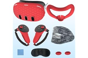 PKKP Lot de 7 coques de protection en silicone pour Meta Quest 3 VR - 7 pièces - En silicone - Pour manette tactile - Capuchon d'objectif - Lavable - Multicolore (rouge)