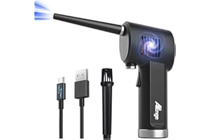 ATENGEUS Bombe d'air Comprimé, Dépoussiérant Puissants électrique,Plumeau à air électrique 33000 tr/min, avec câble USB et brosse de nettoyage, pour ordinateur, clavier,voiture, maison pour animaux domestiques