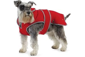 Ancol Muddy Paws All Weather Stormguard Dog Puppy Coat Poppy Red - Waterproof Pet Jacket with Fleece Lining and Chest Protector - Elasticated Neck & Leg Straps - 50 cm Length up to 79 cm Girth - Large