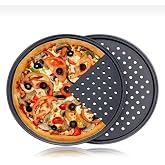 BRE HOME 2 ADET 32 Cm Delikli Teflon Pizza Tepsisi | Yanmaz Yapışmaz | Fırın Kabı 2
