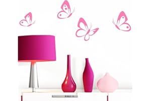 Grandora Wandtattoo 4er Set Schmetterlinge I Hellrosa 8-10 cm I Baby Kinderzimmer selbstklebend Wand Aufkleber Wandaufkleber Wandsticker Sticker W697