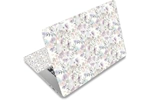 Mibbxea Pegatina para Laptop de 15 15,4 Pulgadas, Protector de Vinilo Reutilizable para Netbook/Notebook de 12,1 a 15,6 Pulgadas, Impermeable y Resistente a Arañazos (085 Flores moradas)