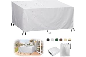 MAIFENGL Coperture per Mobili da Giardino, Copertura Tavolo Esterno Impermeabile Resistenza ai Raggi UV Antivento 420D Oxford Copertura Protettive-Silver|| 200x140x70cm/79x55x28in