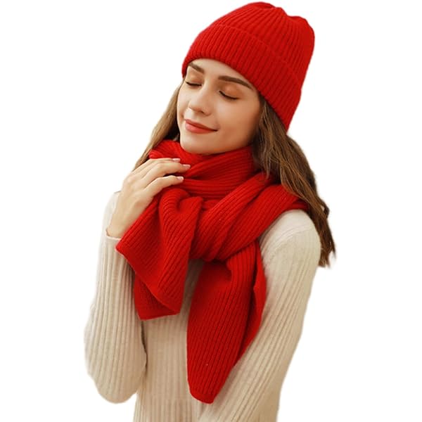 Unisex Winter Sjaal, lange gebreide sjaal zachte warme sjaals for koud weer, mode formele zachte sjaal for mannen (5 kleuren) (Color : Red