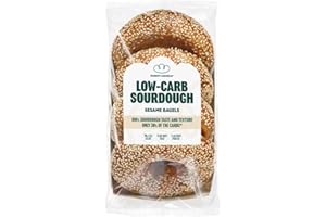 Robert Andrew Low Carb Sourdough Sesame Bagels – 14g Carbs, 19.6g Protein, High Fibre, Keto and Diaberic Friendly, Low Sugar & High Protein, 235 Calories | 4x75g