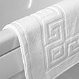 Sleep and Beyond Egyptian Cotton 750 GSM Greek Key Pattern Bath Mats for Bathroom (White, 5 Pack)