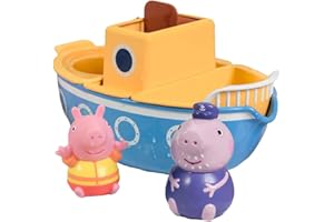 Toomies Tomy Barca da bagno del nonno, Pig giocattolo da bagno, vera flotta, con smerigliatrice e annaffiatoio, include 2 figure; consigliato a partire dai 18 mesi, Bizak