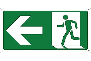 pubblimania Uscita di Emergenza Freccia a Sinistra | Cartello in alluminio composito 3 mm esterno-interno (Uscita Emergenza Sinistra, 1 Unità)