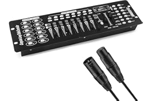 GDJRTTK Controlador DMX, 192 DMX 512, controlador de luz DJ, consola con cable DMX, kit de consolas DMX para espectáculos de luz, fiestas, discotecas, pub, discotecas, discotecas, bares de DJ y cabezas