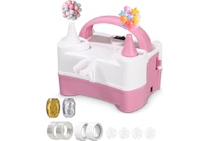 KIXOLO Inflador Globos Electrico,400W Bomba Eléctrica para Globos Inflador de Globo de Aire Eléctrica con Doble Boquilla,Portátil 2 Modos de Trabajo,Multiusos para Decoración Fiestas Cumpleaños Bodas