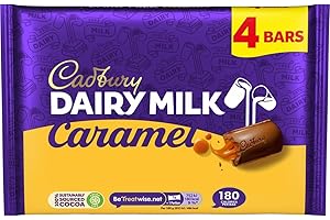 Cadbury Dairy Milk Caramel Chocolate Bar, Milk Chocolate with Smooth Caramel Filling, 4 x 37 g Bars Per Pack (1 Pack Total)