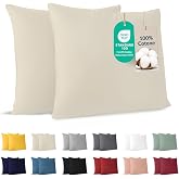 Dreamzie Pillow Cases (Set of 2) - Beige - for Pillows 65 x 65 cm - 100% Cotton Jersey - Cotton Pillow Case - Bed Cushion Cov