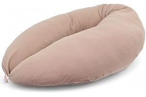 HOBEA-Germany Amningskudde 190 cm x 76 cm XXL Graviditetskudde Sidokudde med överdrag av ekologisk bomull (Muslin taupe)