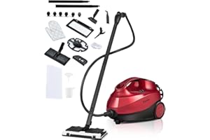 COSTWAY Steam Cleaner, 2000W Multipurpose Steam Mop with 20 Accessories & 1.5L Tank, Portable Household Steamer Cleaning for Floors, Windows, Carpet, Autos and More (Red)