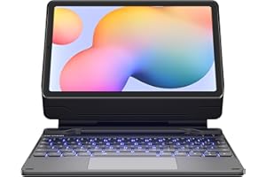 Dexnor Custodia con Tastiera per Samsung Galaxy Tab S6 Lite 10,4" 2024/2022/2020, Keyboard Cover Supporto Magnetico a Sbalzo Galleggiante, Trackpad Multi-Touch, Retroilluminato Italiano QWERTY, Nero