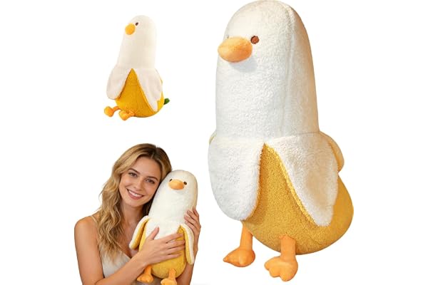 Mineup Peluche Canard Banane, 50 Cm Oreiller en Peluche Banane Canard, Jouet en Peluch De Canar Banan Cadeau pour Enfants Garçons Filles