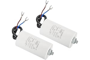 PATIKIL CBB60 15uF Running Capacitor,2Pcs AC 450V 2 Wires 50/60Hz Cylinder Bottom with Screw 75x40mm for Washing Machine,Water Pump Motor Star