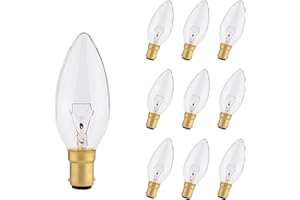 FANCIBUY 10 Pack B15 Candle Bulbs 60W, SBC Candle Bulbs Dimmable, B15 Bayonet Light Bulb Warm White 2700K, 230V, 600 Lumens