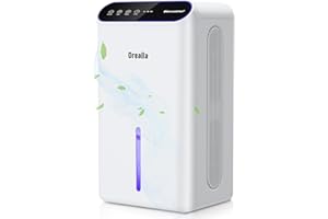 OREALLA Deumidificatore Casa Muffa Portatile 2.5L - Deumidificatori Silenzioso con Modalità Sonno 30dB Spegnimento Automatico Timer Programmabile Luci 7 Colori, Dehumidifier per Bagno Letto Camera e Soggiorno