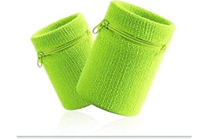 CARSMINDERS 2 Pcs Wrist Wallet with Zipper, Cotton Wristband Pocket Wrist Pouch, Key Holder for Gym Sports Running Walking Hiking Travel Sweat Bands Wristbands
