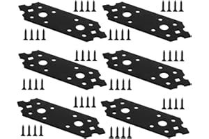 XINGWENHAO 6 Pcs Flat Brackets for Wood, Flat Connecting Joining Plates, Black Brackets Perforated Mending Plates, Retro Heavy Duty Metal Sheet Timber Wood Fixing Repair Plates Braces Connector 5 x 1.6 Inch