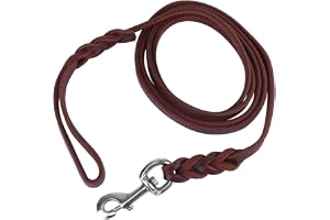 Brunt läder hundkoppel 7/6/5 fot 3 typer läderbä för promenader löpning träning koppel (2,1 m)