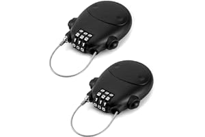 QWORK® 2 Pièces Misez à 3 Chiffres Serrure à Combinaison, Câble-Antivol Vélo, avec 77cm Câble Rétractable pour vélo, Scooter, Moto et Poussette