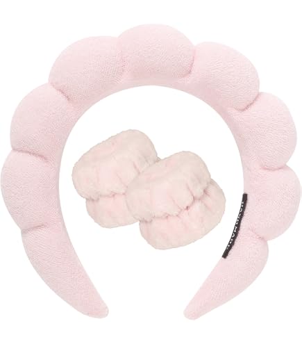 Set 5 Pezzi Fascia Capelli E Polsini Per Skincare - Velluto Corallo, Morbido, Assorbente