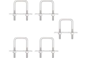 duoyif Śruby U M6, 40 x 80 mm, 5 szt., kwadratowe, śruba pałąkowa M6 U, śruba M6, stal nierdzewna z nakrętką, płyta ramowa, bolce pałąkowe w kształcie litery U, do mocowania rury, samochodu, holowania