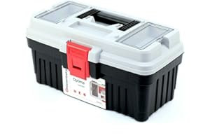 KISTENBERG Cassetta degli attrezzi con portautensili, con maniglia ergonomica, coperchio robusto ABS, 360 x 195 x 183 mm, colore grigio