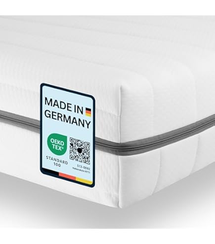 Novilla Matras 90 x 190 cm, pocketveringmatrassen H3 Certi-PUR US comfortschuim, Oeko-Tex, veilige overtrek, 20 cm Novilla Matras 90 x 190 cm, pocketveringmatrassen H3 Certi-PUR US comfortschuim, Oeko-Tex, veilige overtrek, 20 cm