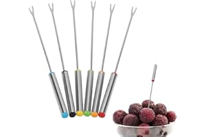 CIKONIELF 6 pezzi/set Forchette da frutta Acciaio inossidabile Cioccolato Formaggio Dessert Fonduta Pentola Forchette Utensili da cucina Stoviglie Argento 9,45 pollici
