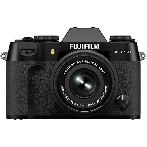Fujifilm X-T50 40 MP APS-C X-Trans Sensor|Retro Style mirrorless Camera|4k/6.2k vlogging|High Speed Recording FHD 240fps|Advance AF with 15-45mm Optical Zoom Lens f/3.5-5.6 - Black