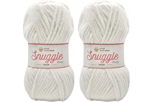 LITTLE WOOL SHOP LittleWoolShop Snuggle Puff Chunky Chenille Yarn 100g - 100% Supersoft Polyester (Marshmallow 7F76, Pack of 2)